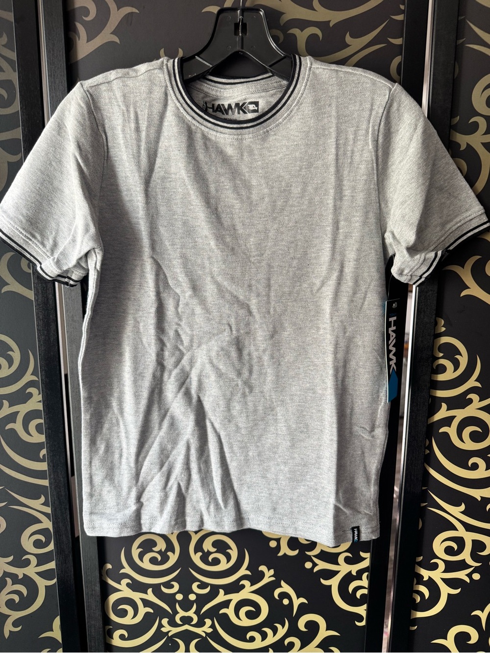Tony Hawk Gray Short Sleeve Crew Tee with Contrast Trim